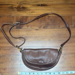 Brown Leather Crossbody Bag - Classic Women's mini Shoulder /hip Purse